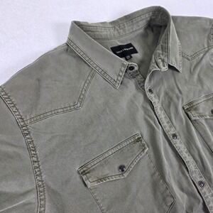 Lucky Brand XXL Short Sleeve Button Up Shirt Olive Green Utility  Pockets